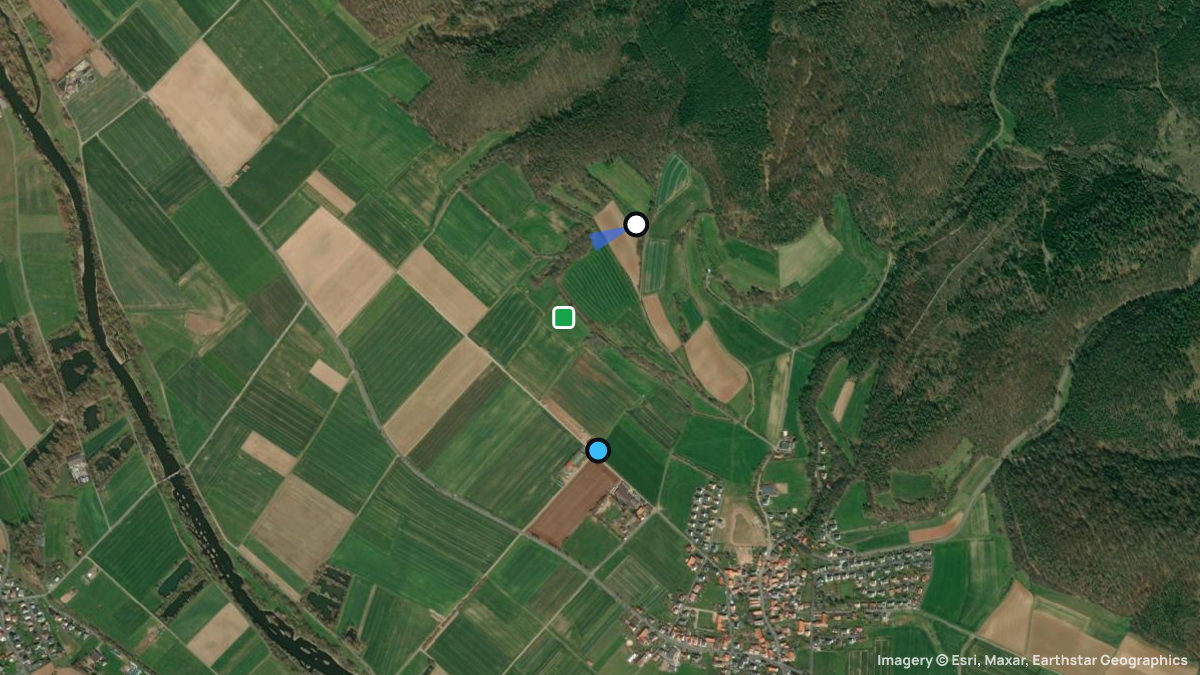 Satellitenkarte von Wellen mit Start- und Landeplätzen
