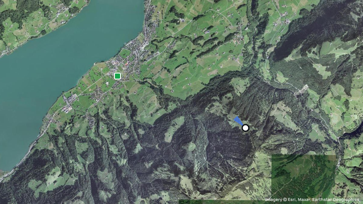 Satellite map of Ober Büelen with its launches and landings