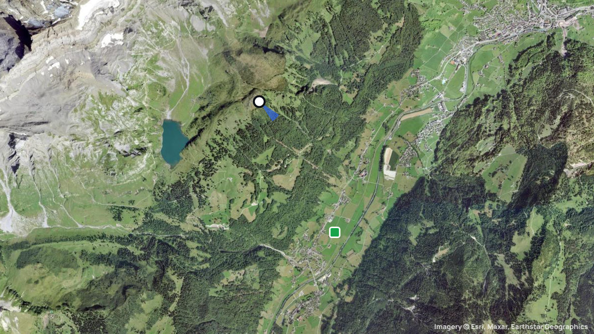 Satellitenkarte von Leuggelstock mit Start- und Landeplätzen