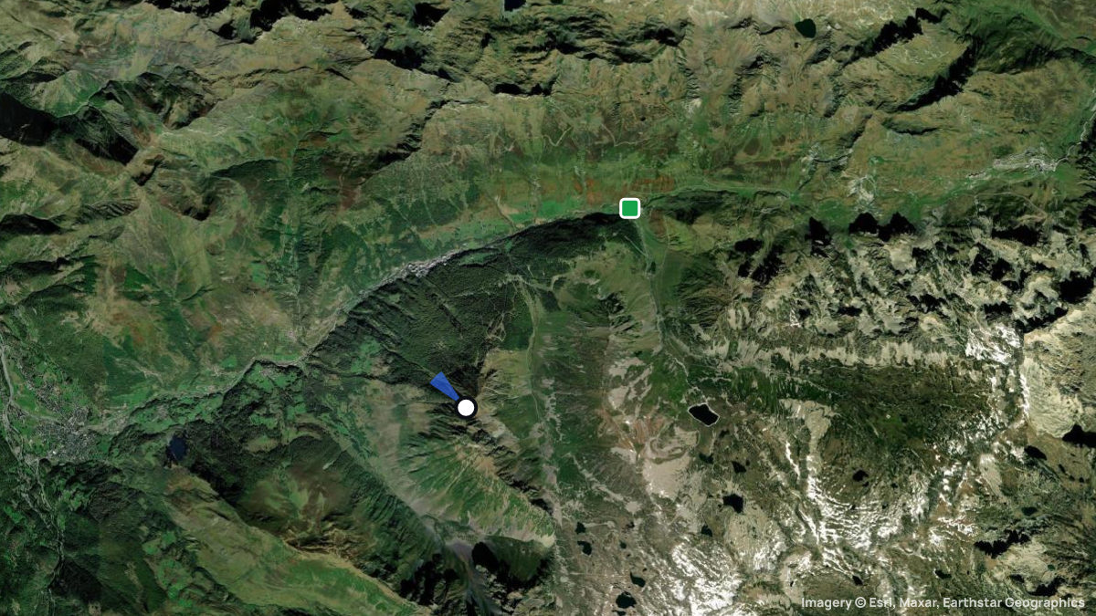 Satellite map of Pic Ayre with its launches and landings