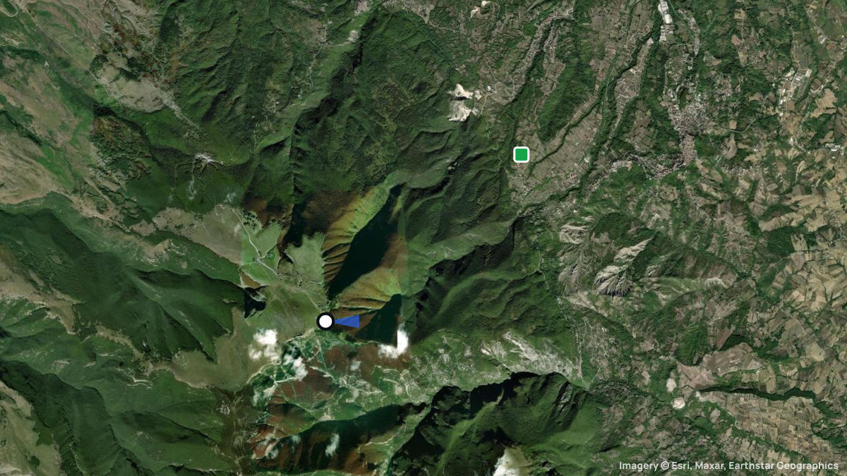 Satellite map of Maiella with its launches and landings