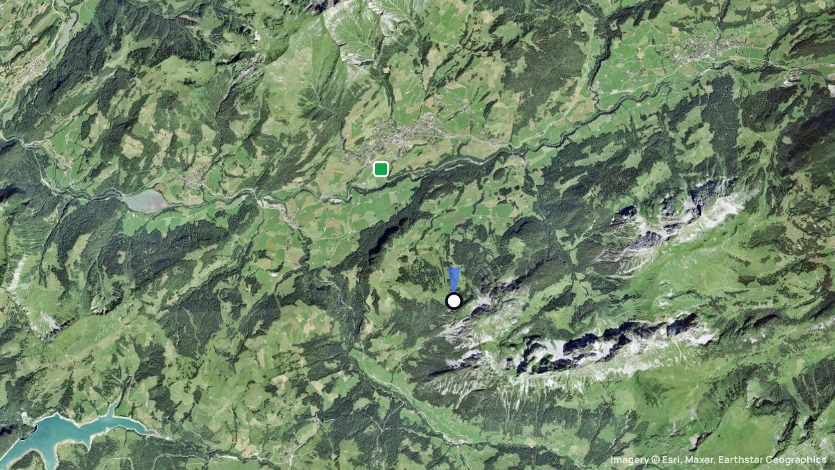 Satellite map of La Montagnette with its launches and landings