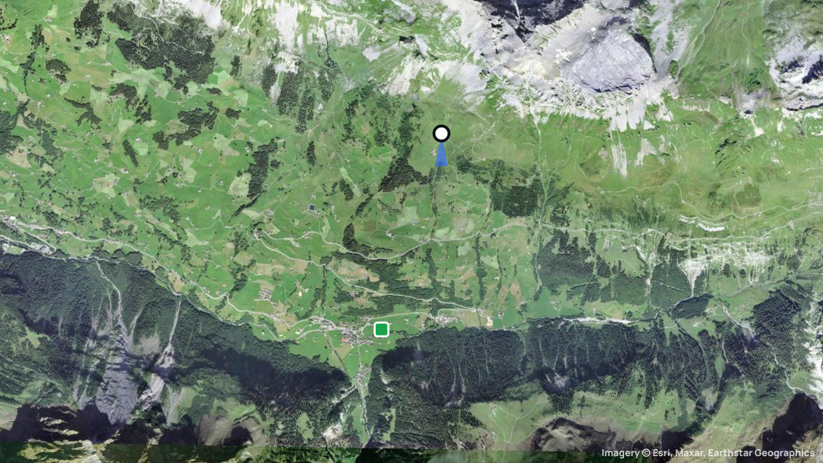 Satellitenkarte von Mettenen mit Start- und Landeplätzen