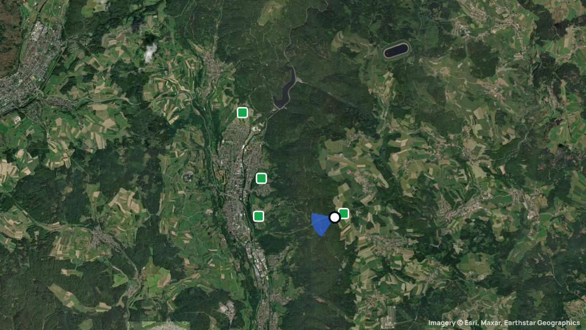 Satellitenkarte von Heue mit Start- und Landeplätzen