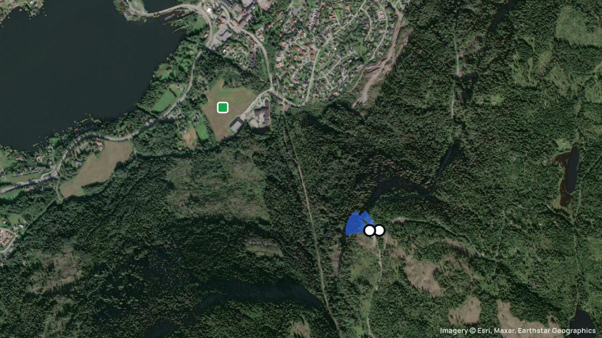 Satellite map of Sundvollen with its launches and landings