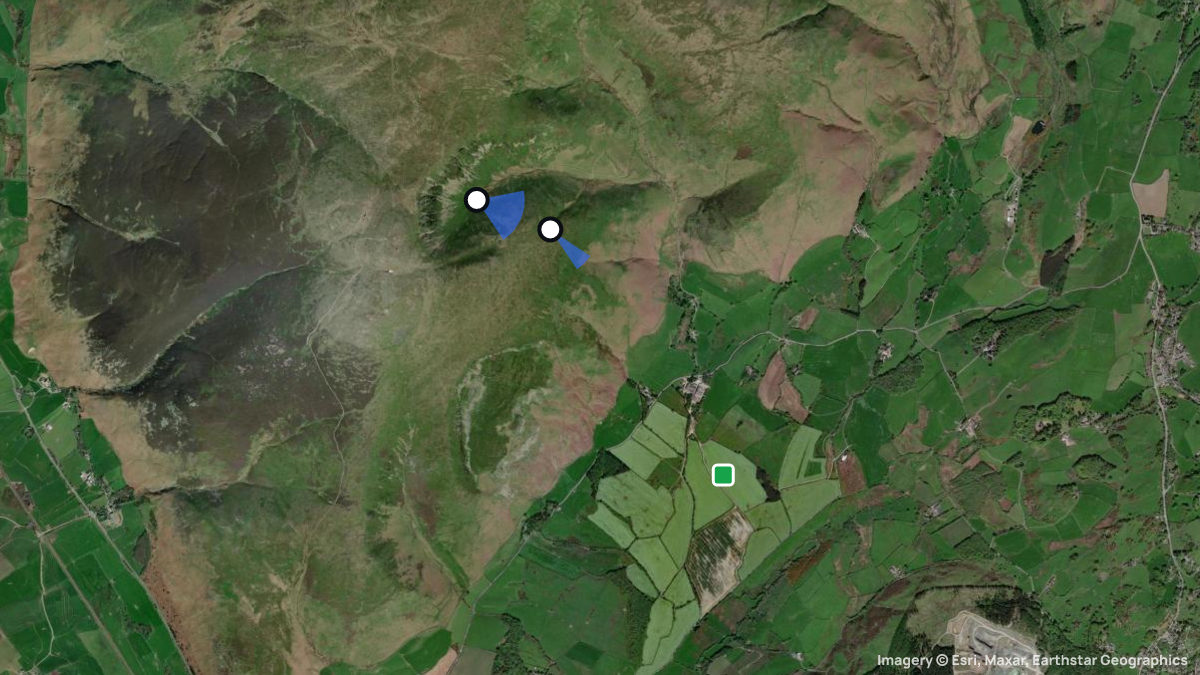 Satellitenkarte von Black Combe Ost mit Start- und Landeplätzen
