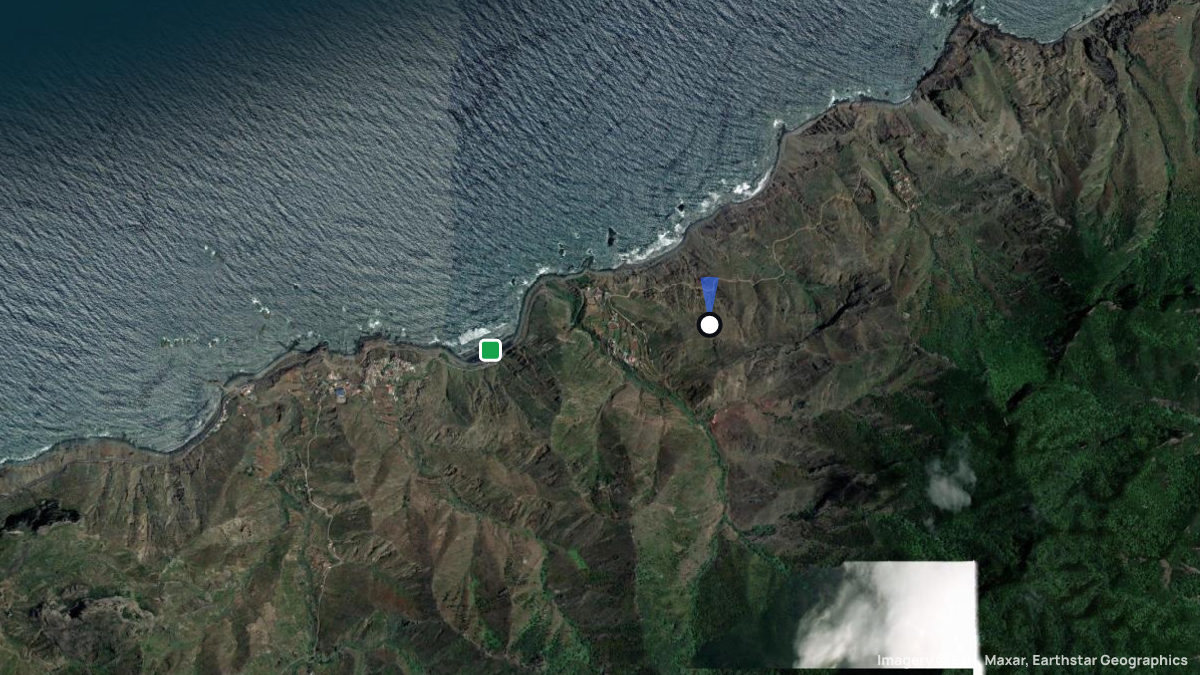 Satellite map of Benijo with its launches and landings