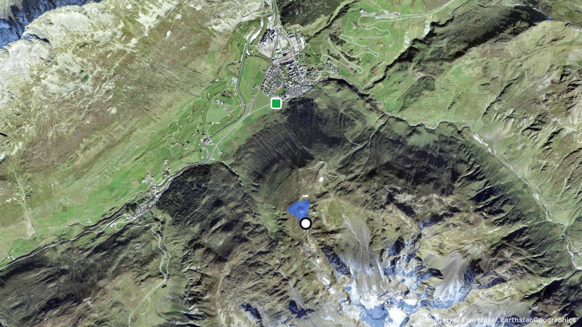 Satellite map of Gurschenalp with its launches and landings