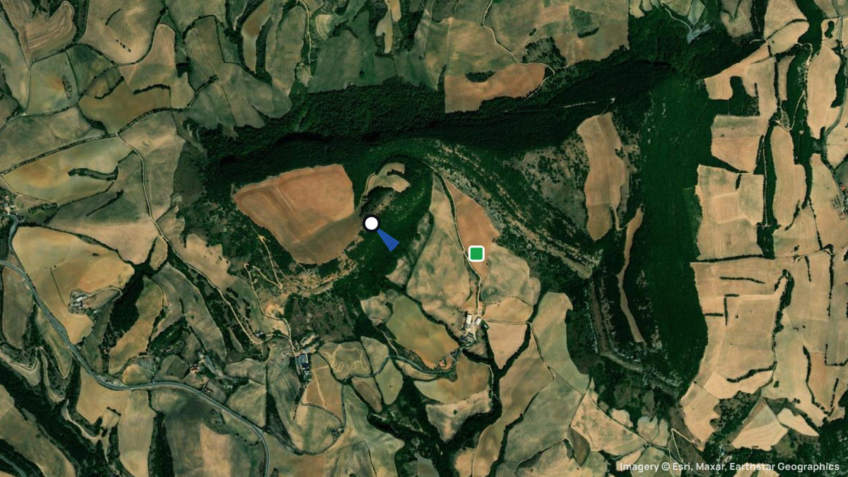 Satellite map of Pic D'Andan with its launches and landings