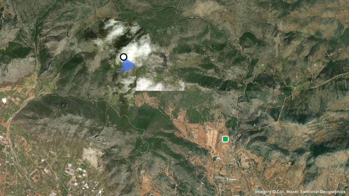 Satellitenkarte von Mt. Pateras mit Start- und Landeplätzen