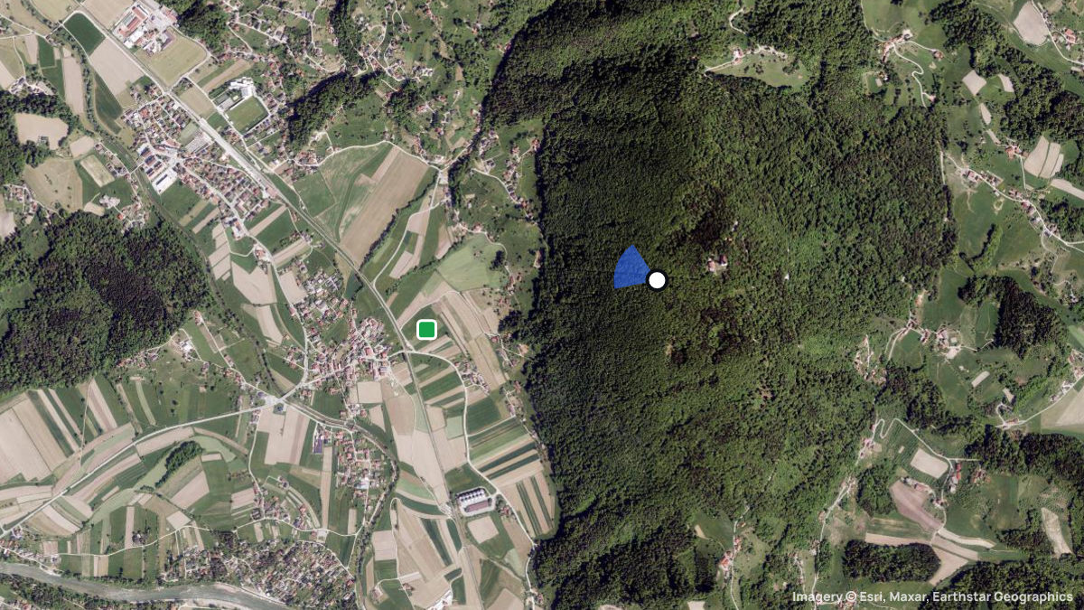 Satellite map of Gora Oljka with its launches and landings