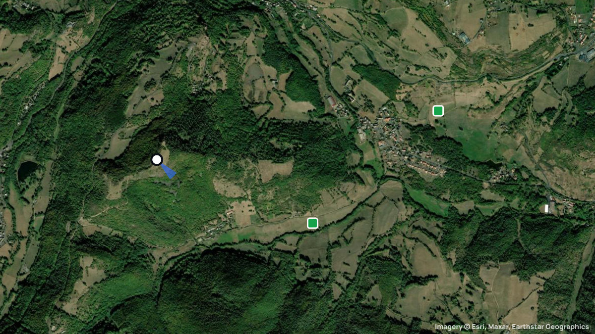 Satellite map of Pic St. Piere with its launches and landings