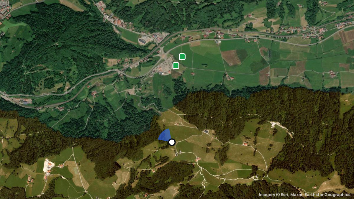 Satellitenkarte von Hündle mit Start- und Landeplätzen