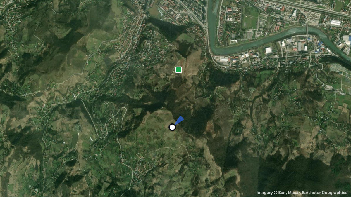Satellitenkarte von Gornja Zenica mit Start- und Landeplätzen