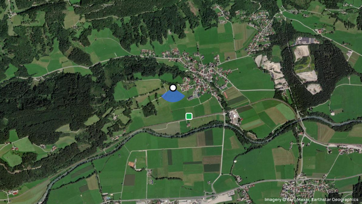Satellitenkarte von Weißenbach mit Start- und Landeplätzen