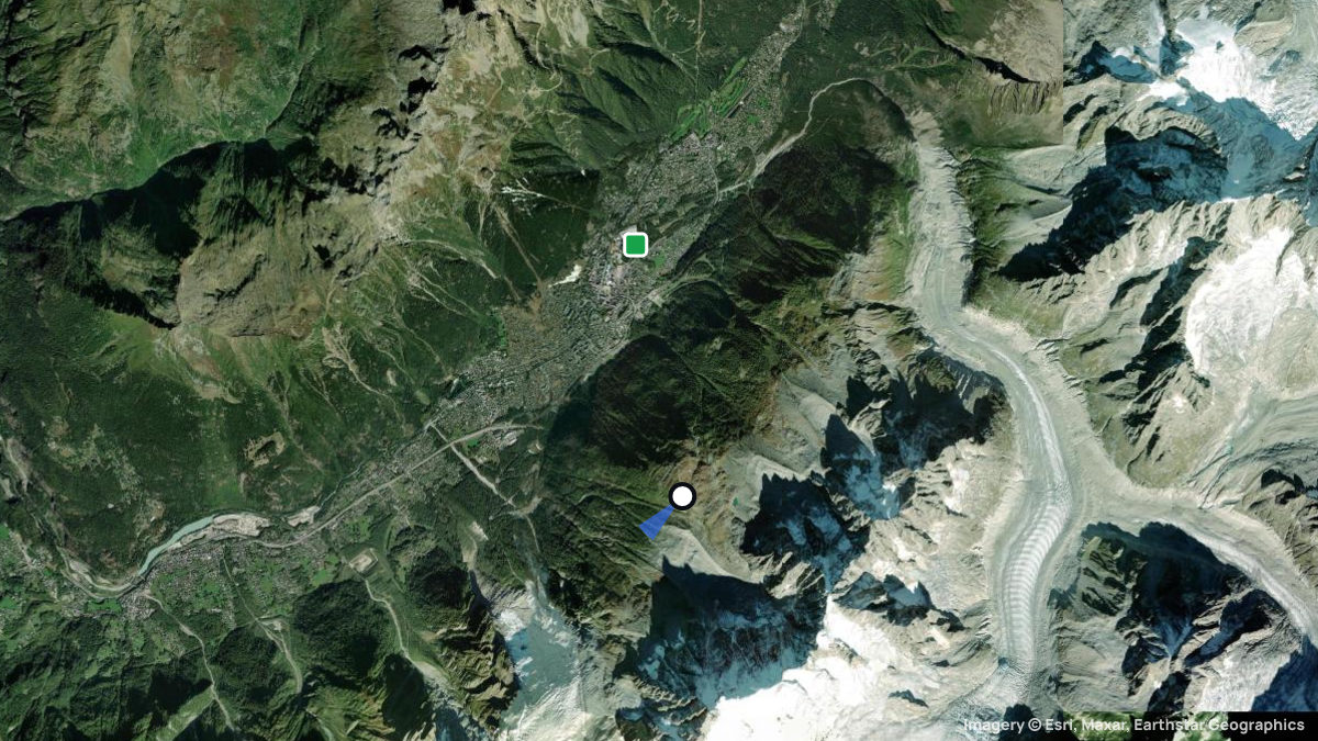 Satellitenkarte von Plan de L'Aiguille mit Start- und Landeplätzen