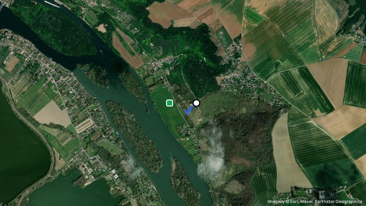 Satellitenkarte von Amfreville-sous-les-Monts mit Start- und Landeplätzen