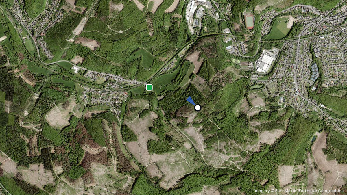 Satellitenkarte von Sassenroth mit Start- und Landeplätzen