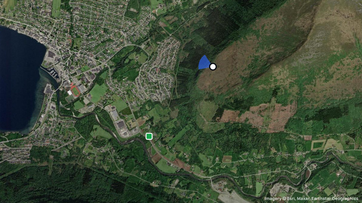 Satellitenkarte von Brekkeheida mit Start- und Landeplätzen
