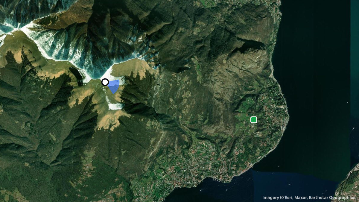 Satellitenkarte von Monte Tremezzo mit Start- und Landeplätzen