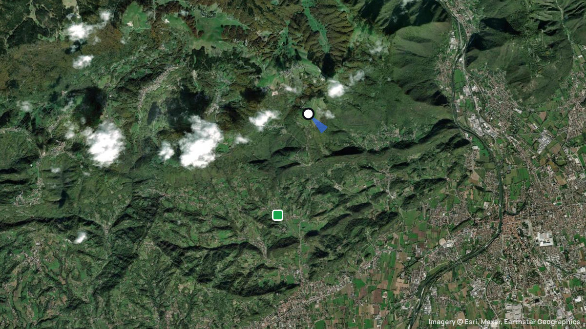 Satellitenkarte von Rubbio mit Start- und Landeplätzen