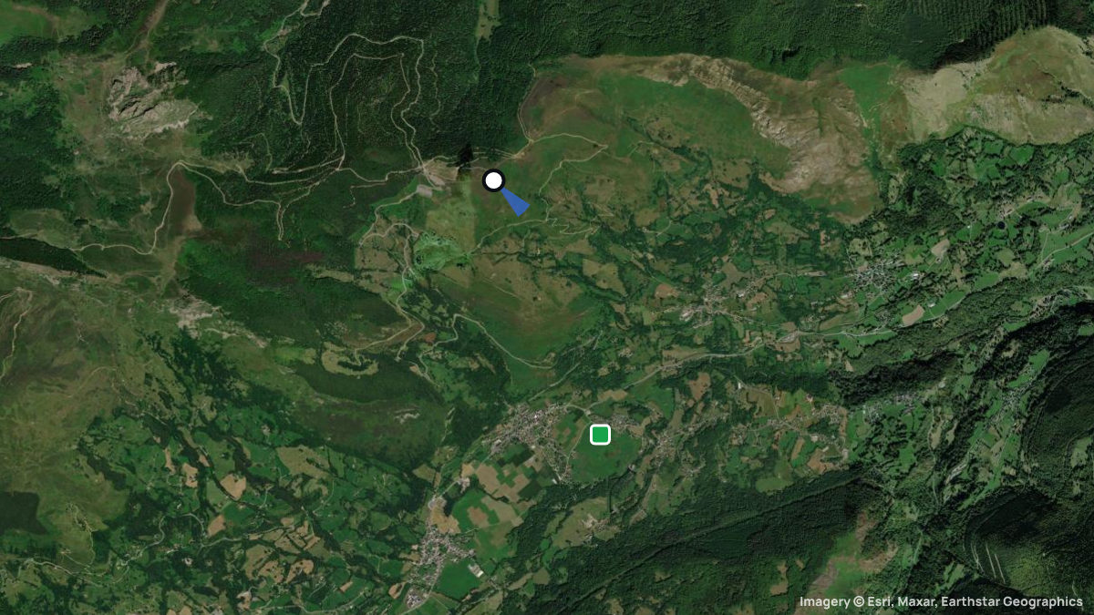 Satellite map of Aucun with its launches and landings