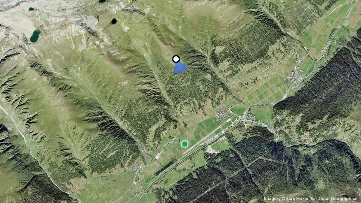 Satellite map of Ulrichen with its launches and landings