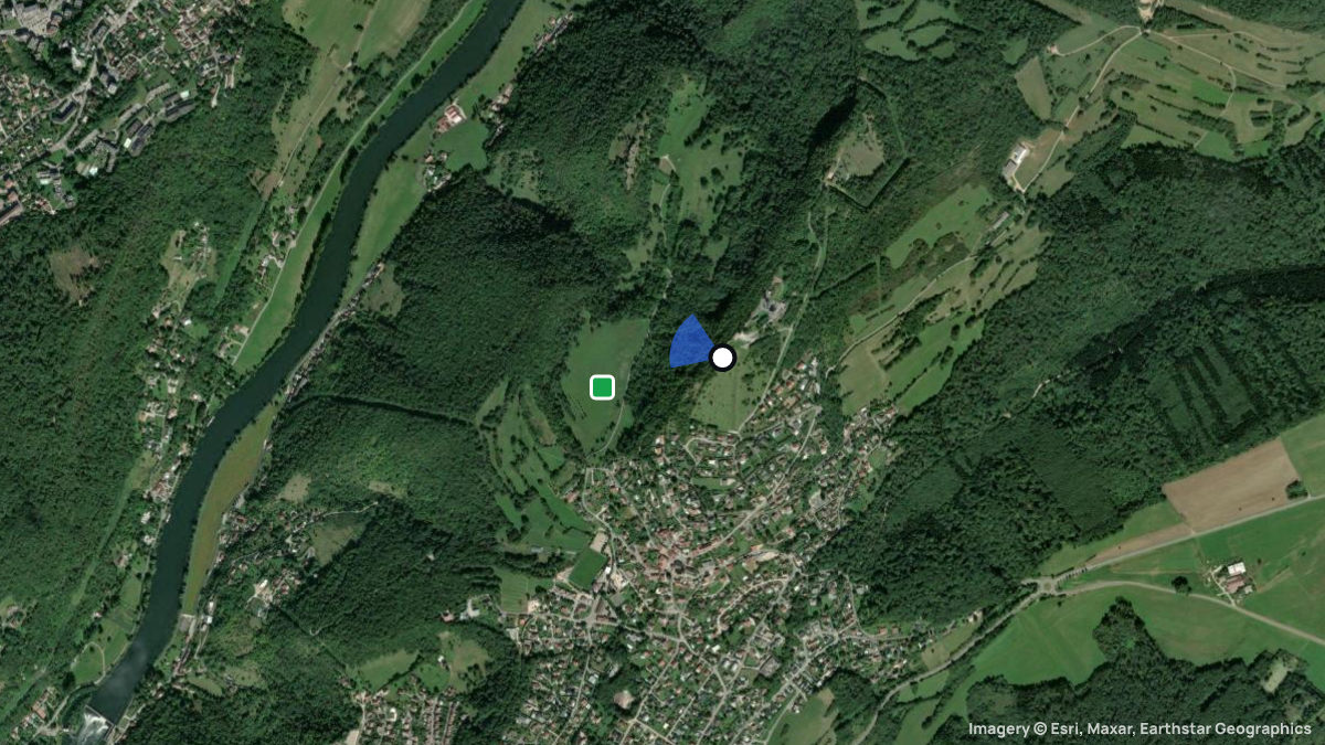 Satellite map of Montfaucon with its launches and landings