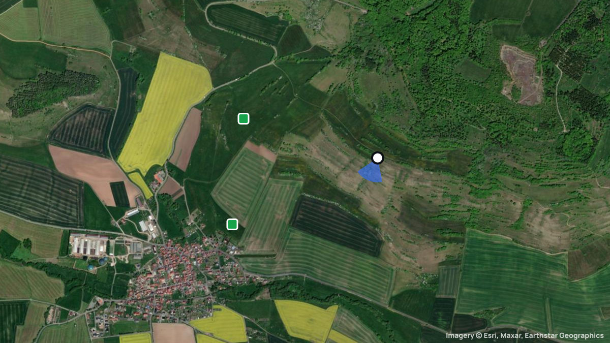 Satellitenkarte von Geba Helmershausen mit Start- und Landeplätzen