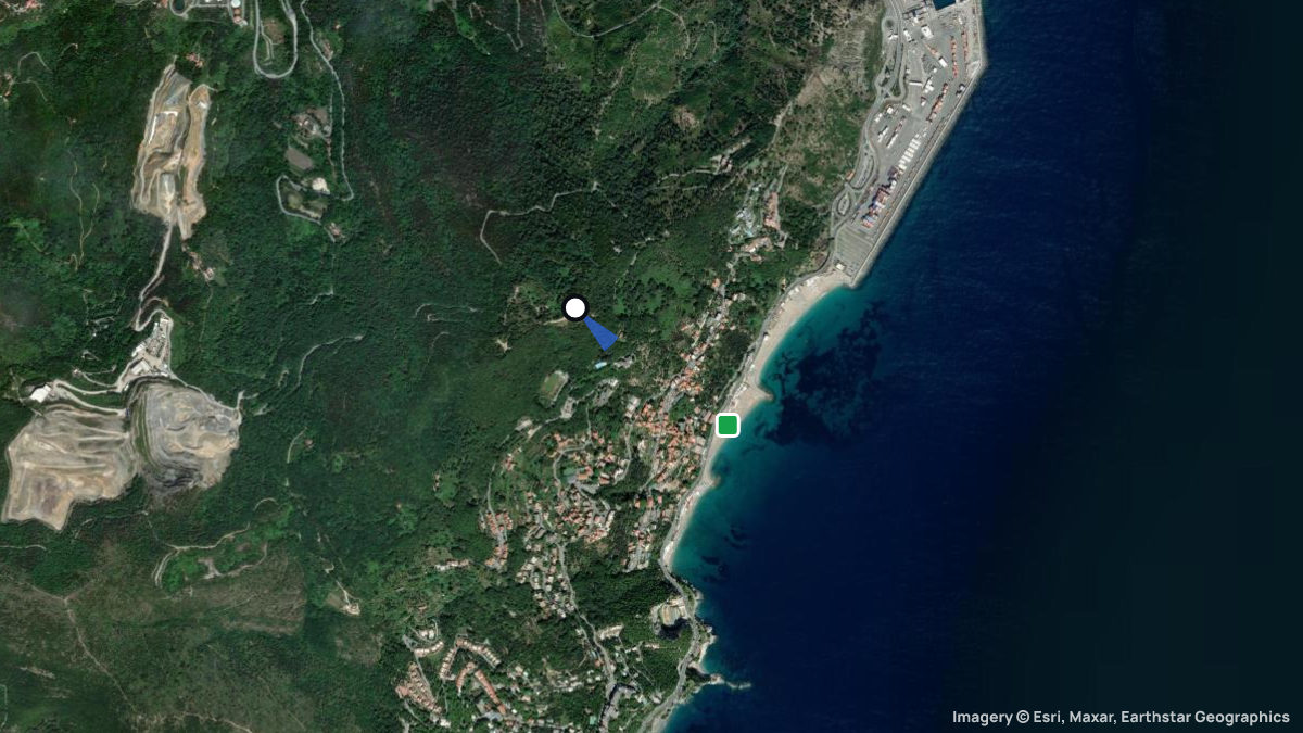 Satellite map of Bergeggi with its launches and landings