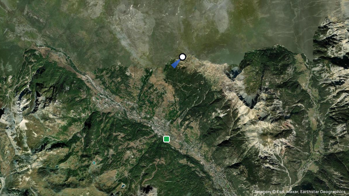 Satellitenkarte von Col du Granon mit Start- und Landeplätzen