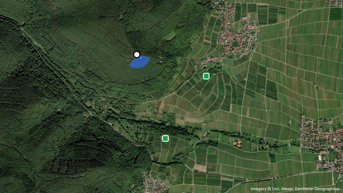 Satellitenkarte von Blättersberg mit Start- und Landeplätzen