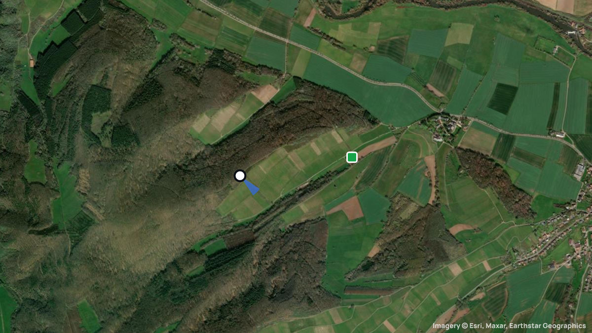 Satellite map of Meddersheim with its launches and landings