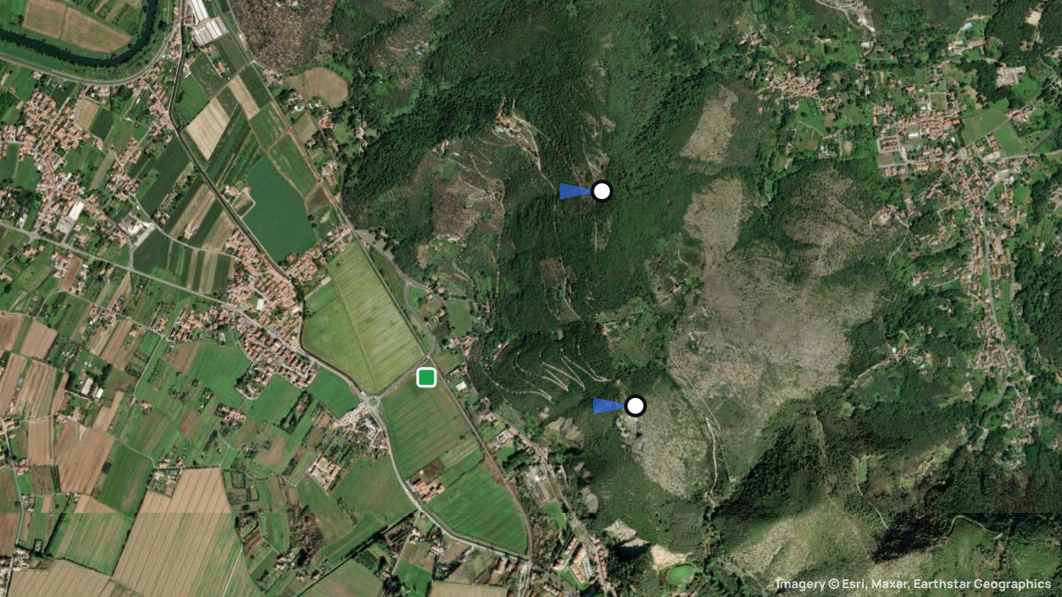 Satellitenkarte von Monte Capanne mit Start- und Landeplätzen
