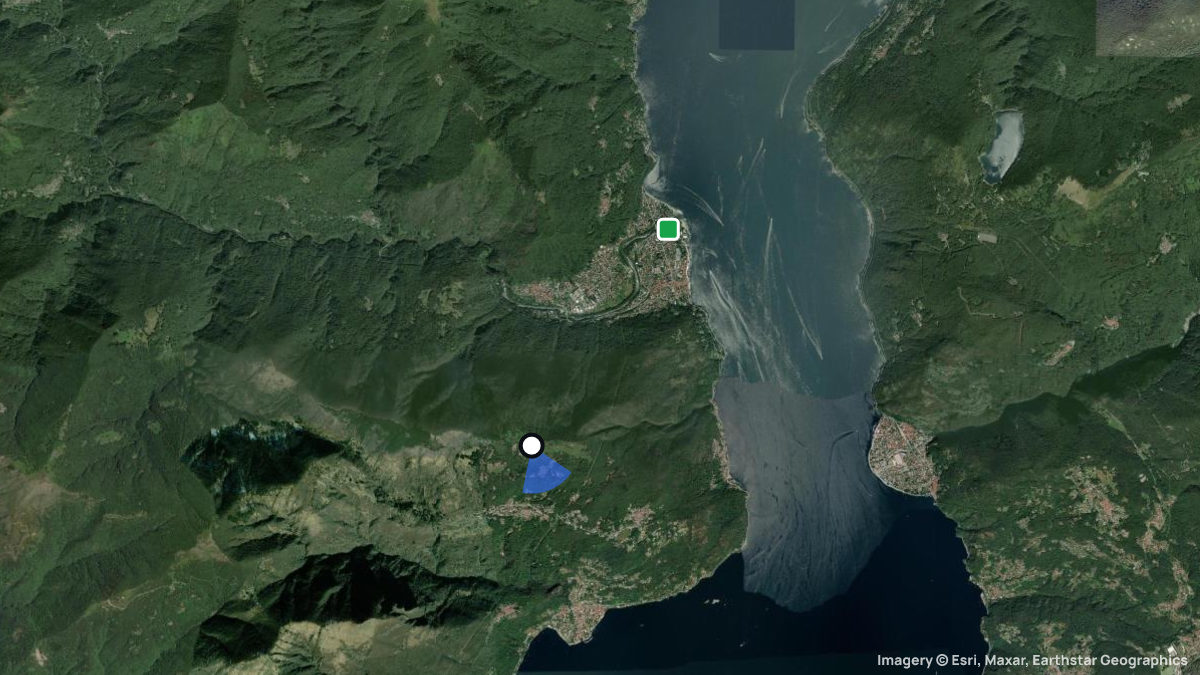 Satellite map of Monte Carza with its launches and landings