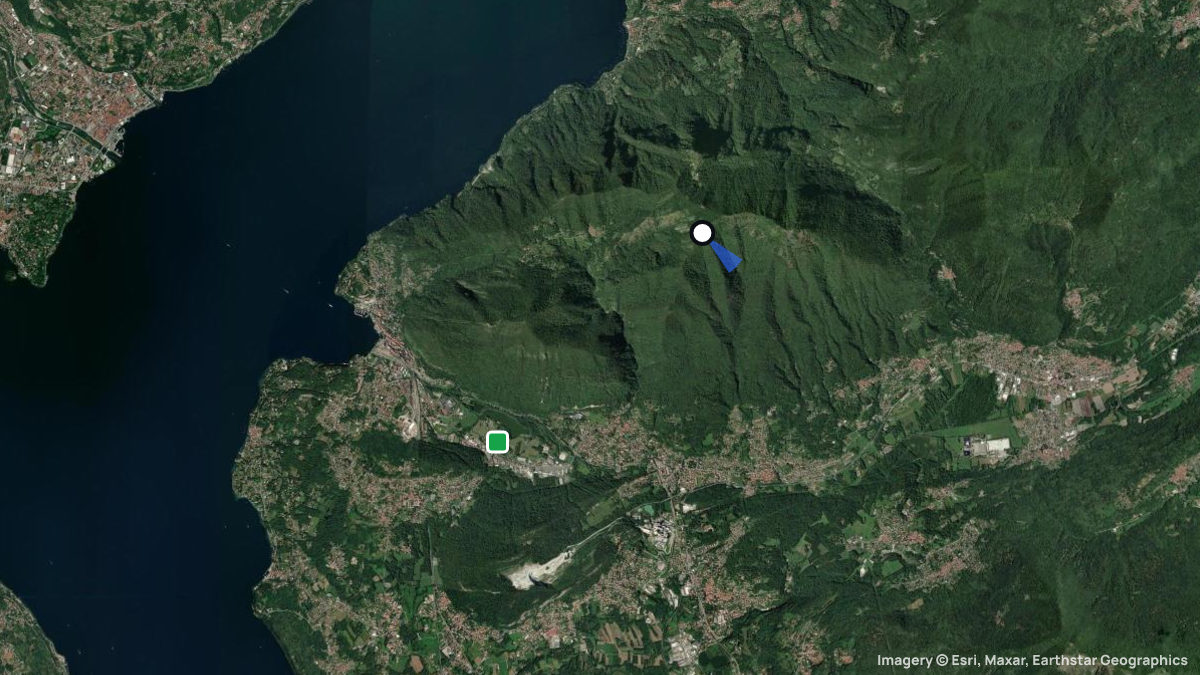Satellitenkarte von Monte Nudo mit Start- und Landeplätzen
