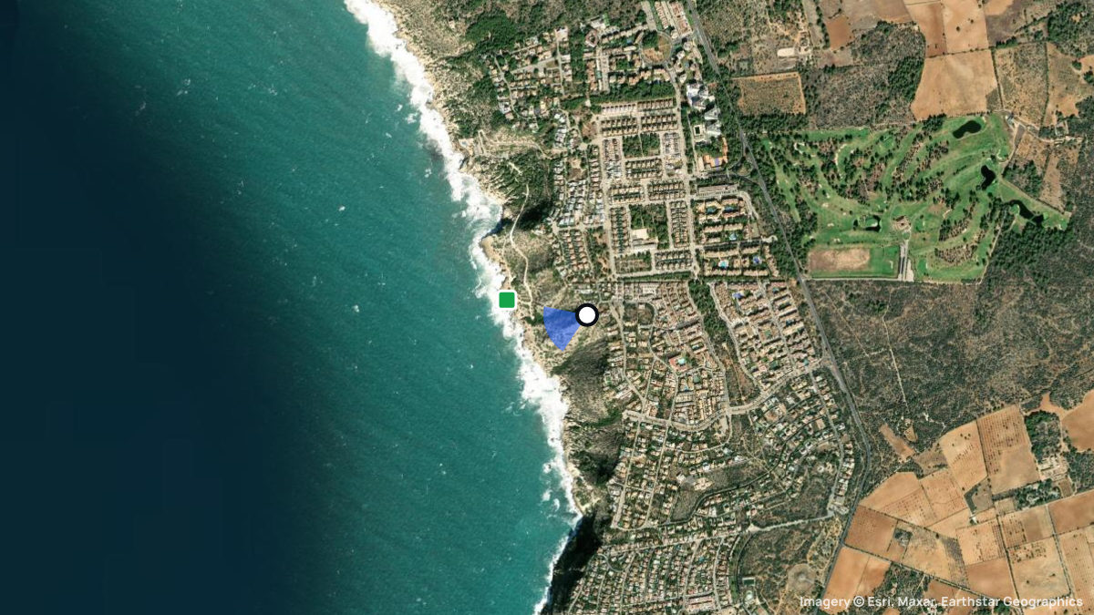 Satellite map of Cabo Blanco with its launches and landings