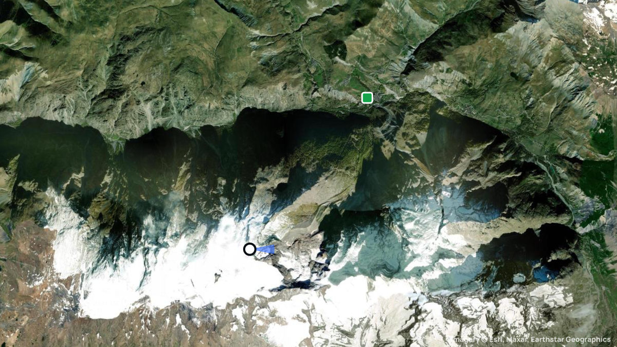 Satellitenkarte von La Grave mit Start- und Landeplätzen