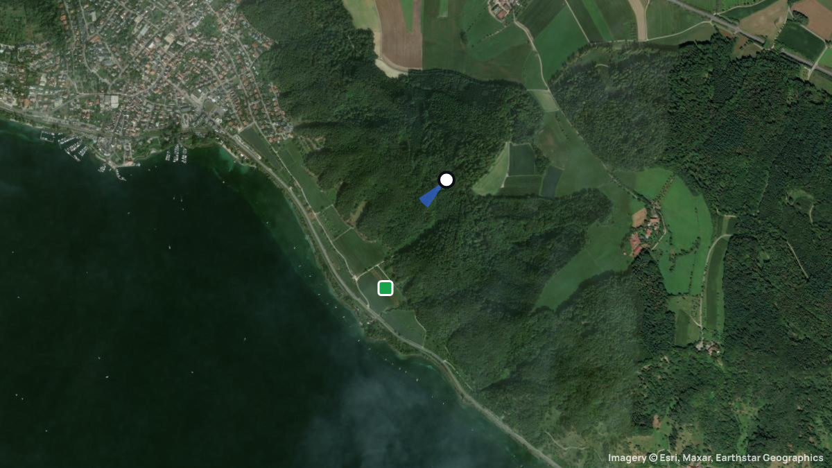 Satellite map of Stettelberg with its launches and landings