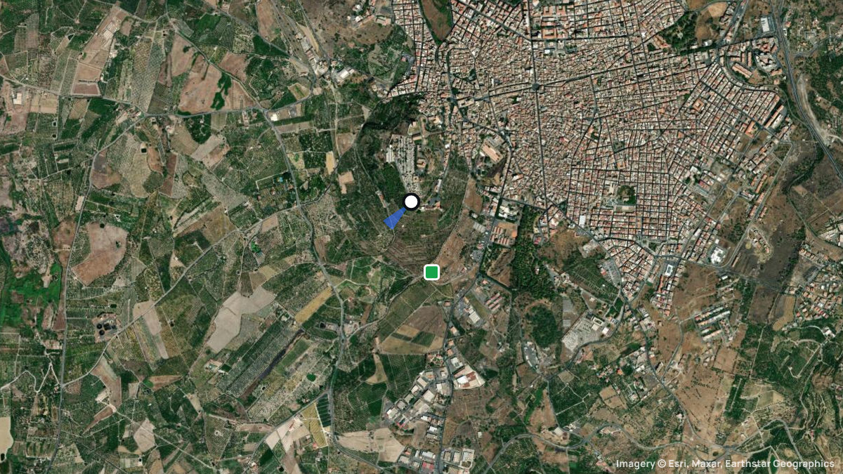 Satellite map of Paterno with its launches and landings