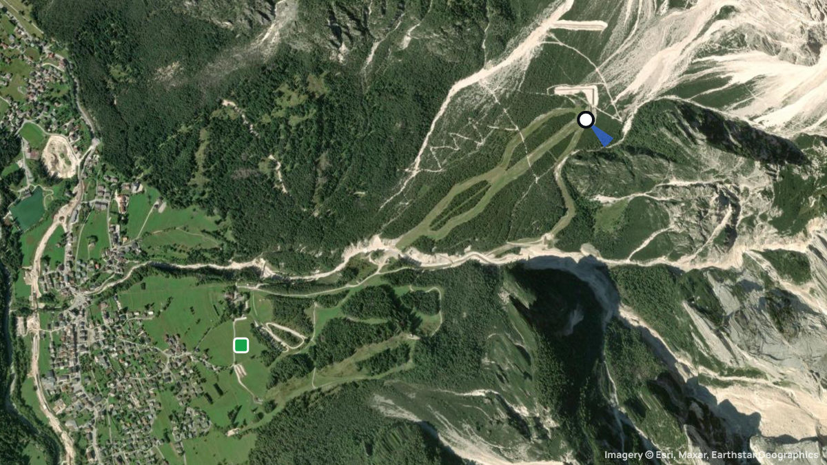 Satellitenkarte von Rifugio Scotter mit Start- und Landeplätzen