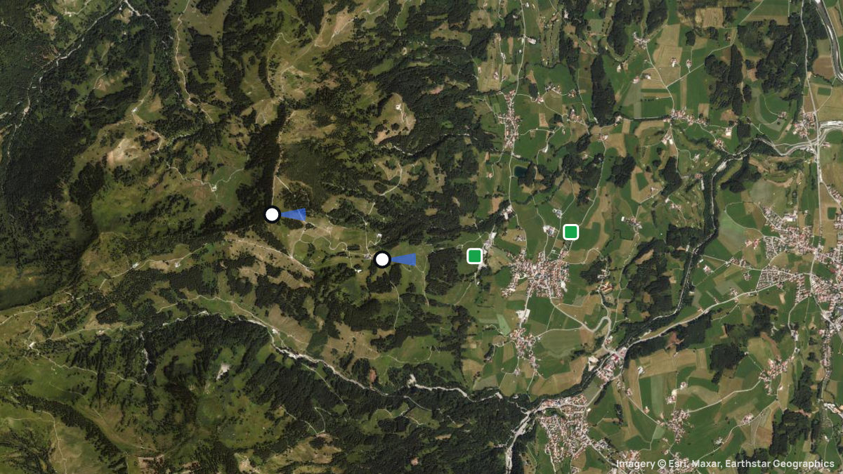 Satellitenkarte von Weiherkopf mit Start- und Landeplätzen