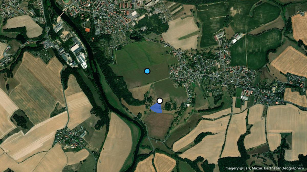 Satellitenkarte von Colditz mit Start- und Landeplätzen