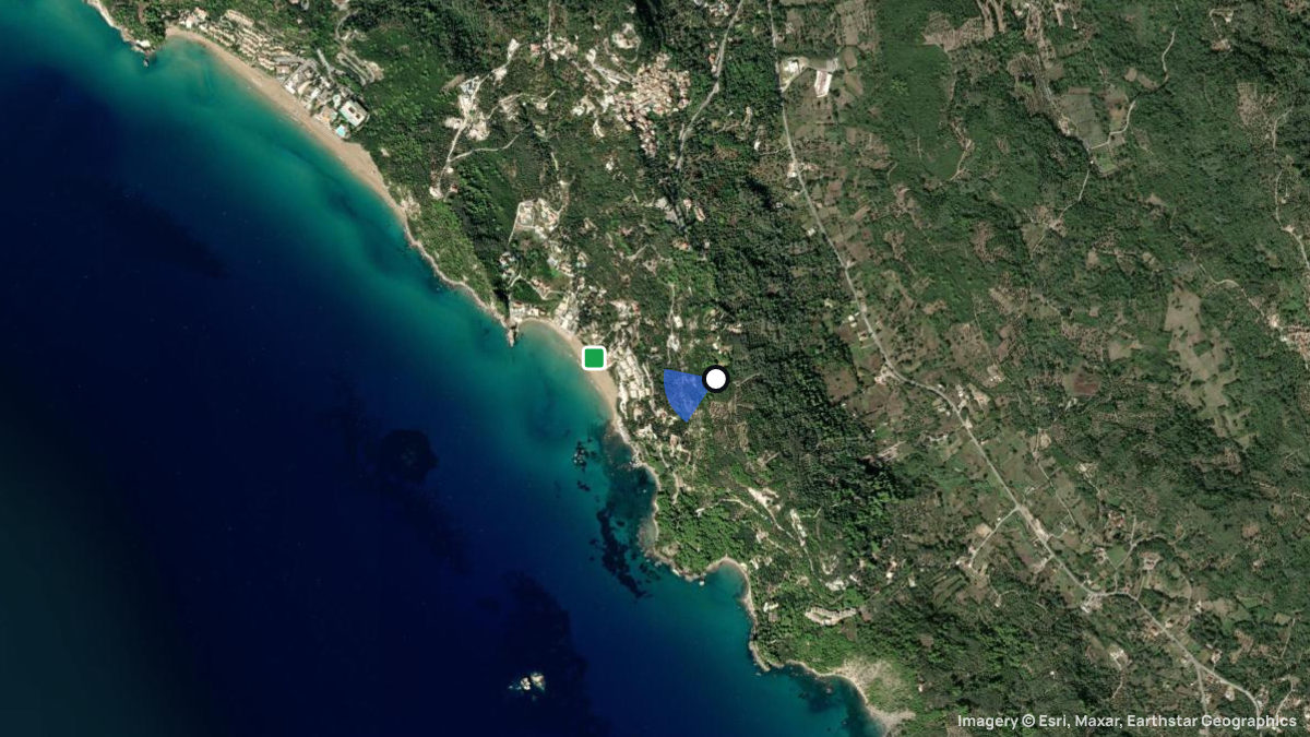 Satellite map of Pelekas with its launches and landings