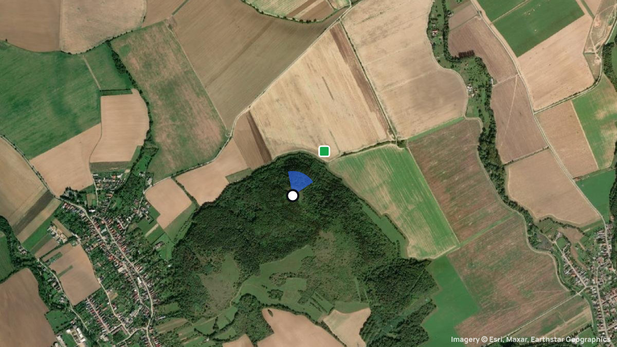 Satellite map of Hradisko with its launches and landings