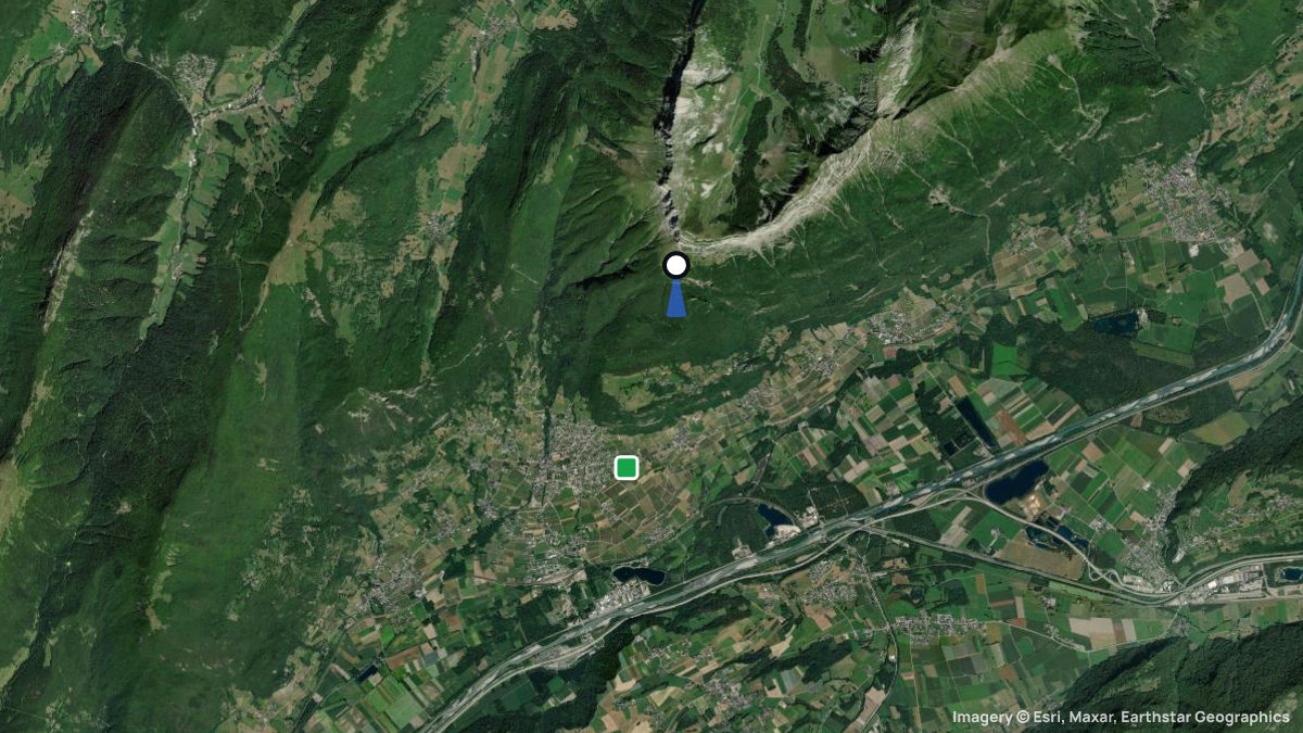 Satellite map of L'Arclusaz with its launches and landings