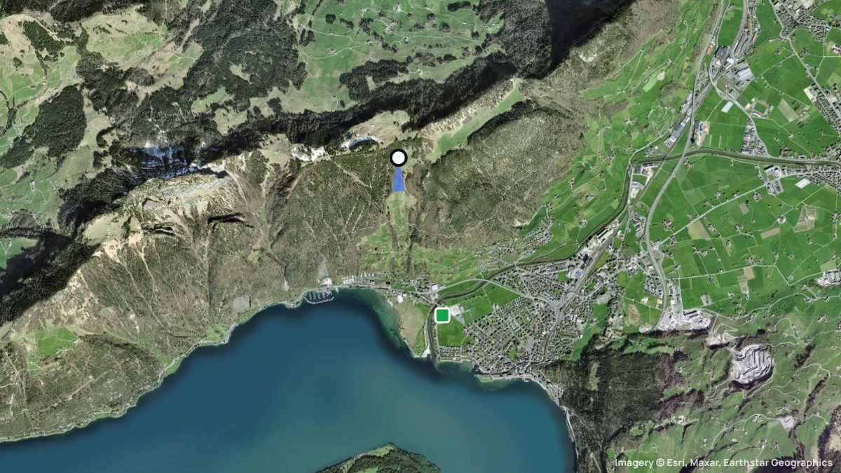 Satellite map of Urmiberg with its launches and landings