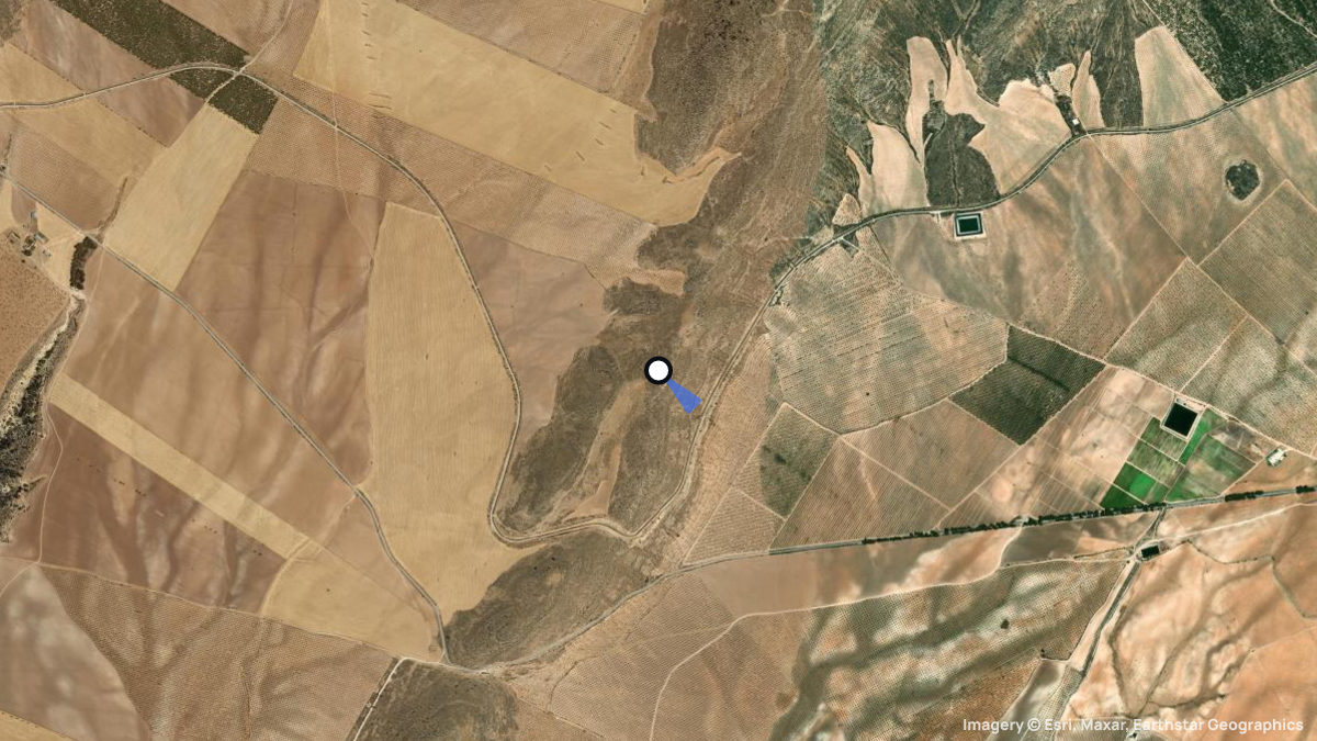 Satellite map of Huescar with its launches and landings