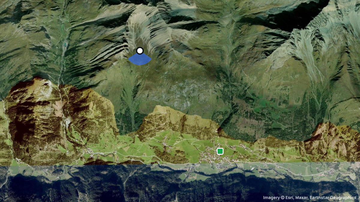 Satellite map of Prägraten with its launches and landings