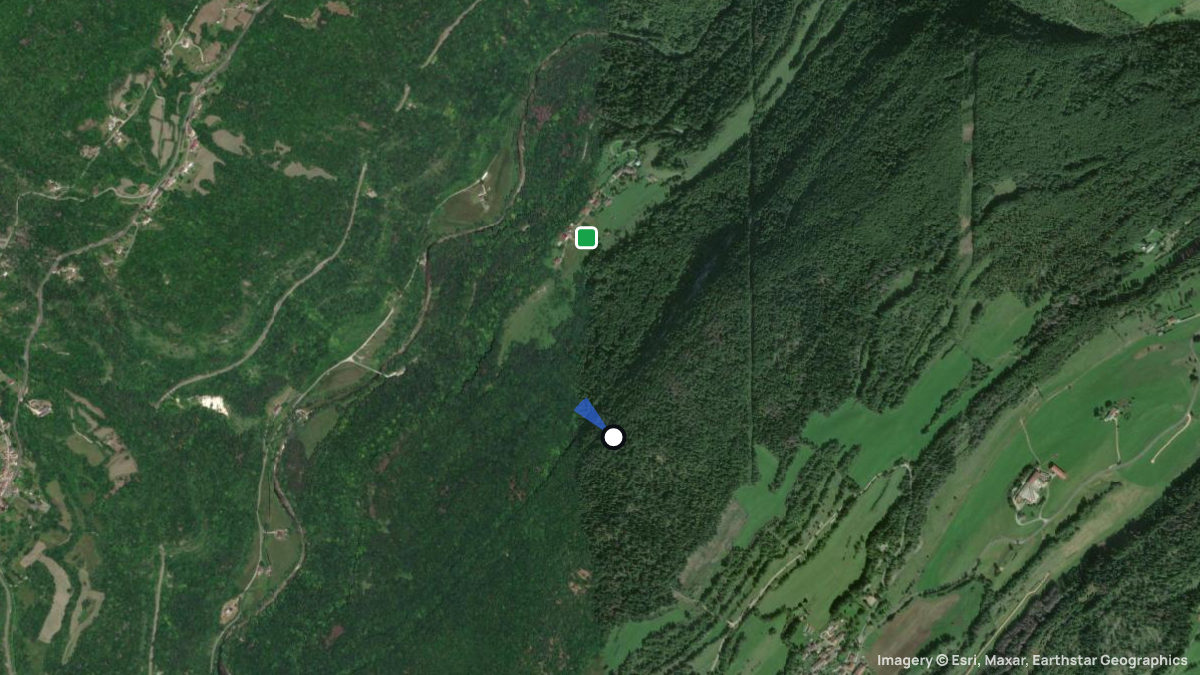 Satellitenkarte von Cote de Bienne mit Start- und Landeplätzen